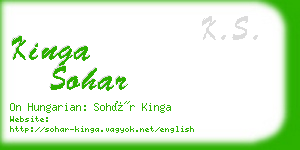 kinga sohar business card